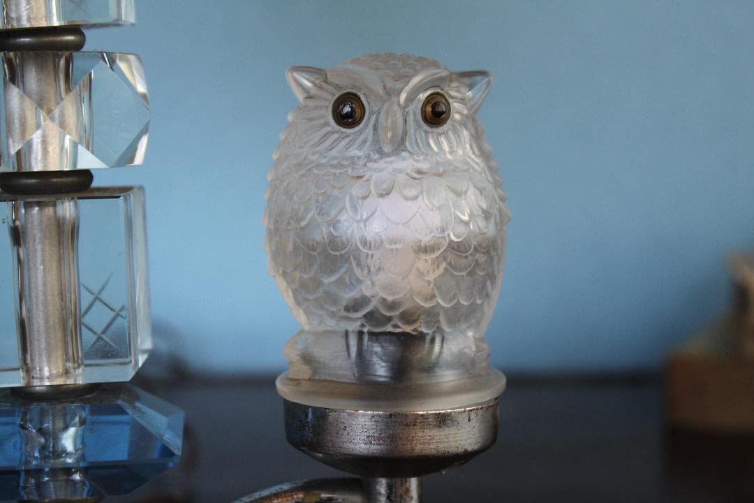 品番　a-0319 電気スタンド　梟　レトロ　アンティーク　照明　灯り　ふくろう