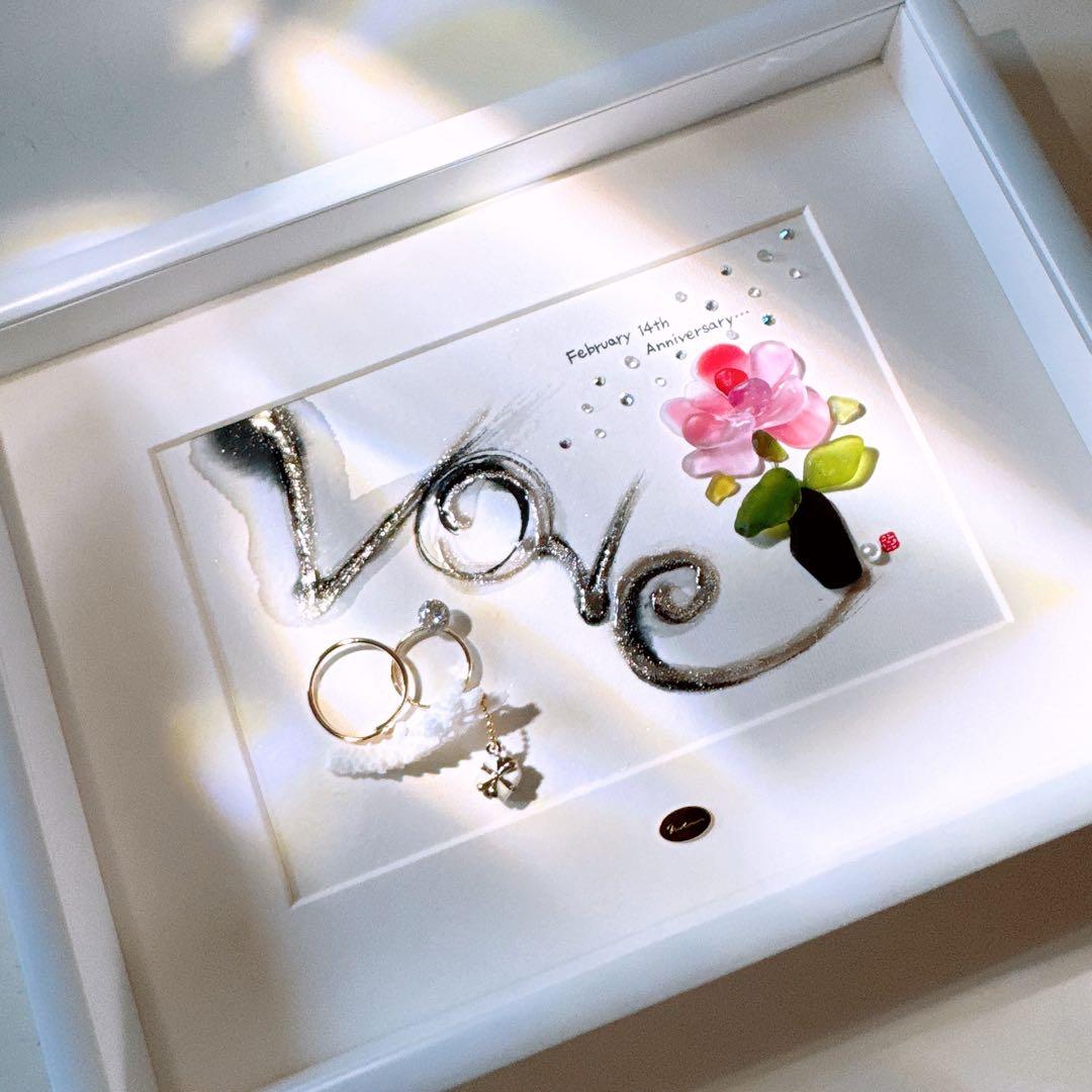 ꫛꫀꪝ✧‧「Rose」薔薇＆ピンキーリング シーグラスアート レアカラー お祝い