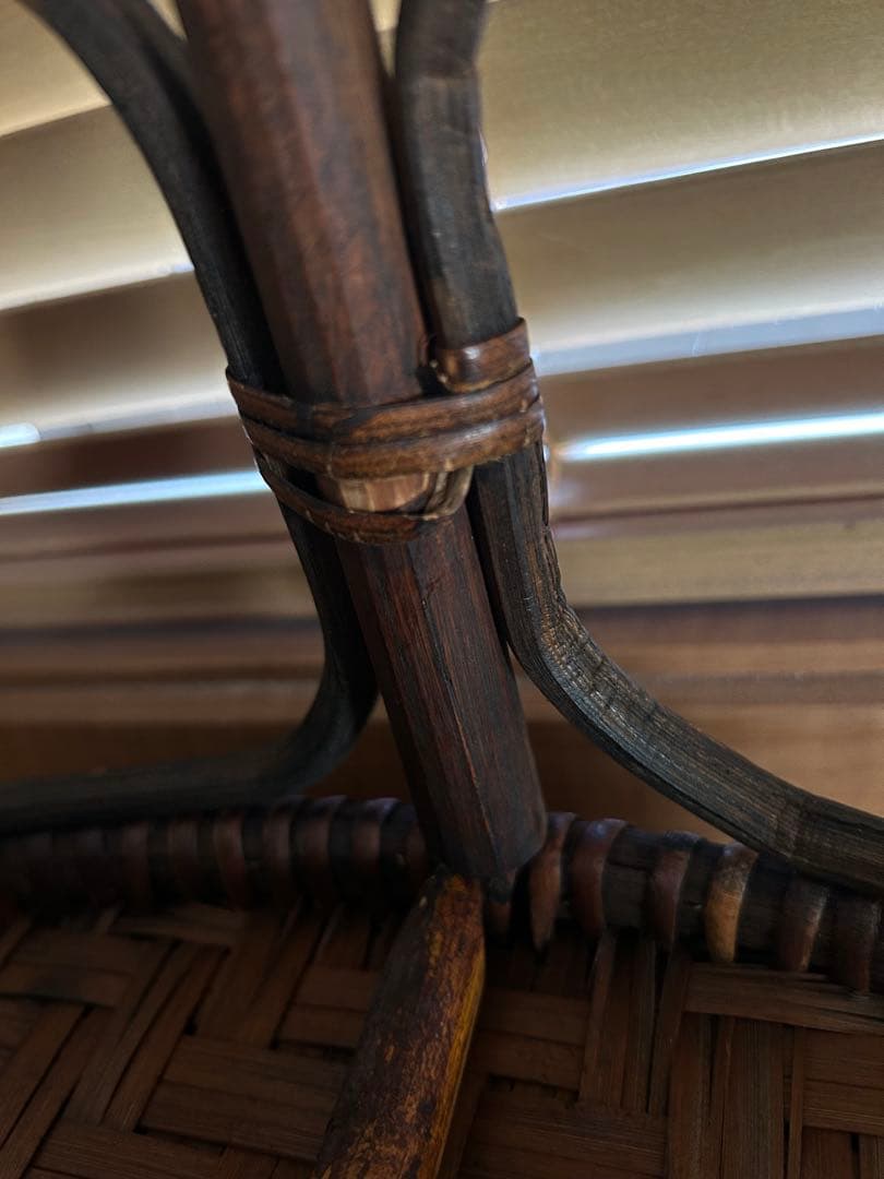 ラタン カントークテーブル　籐 ローテーブル 竹細工 古民具 41センチ