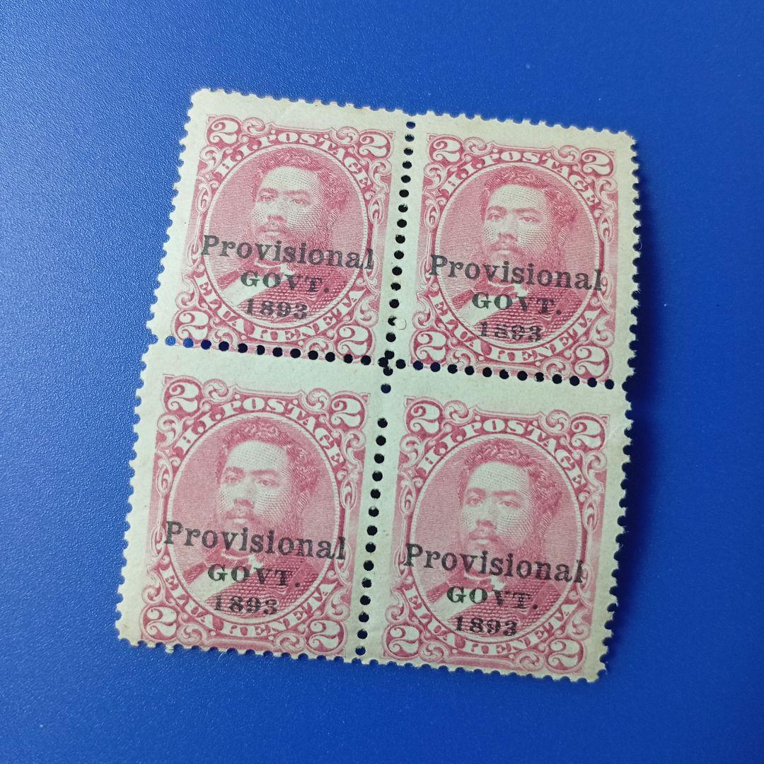 8828 外国切手 1893年 アメリカハワイ暫定政府 田型 加刷 レア