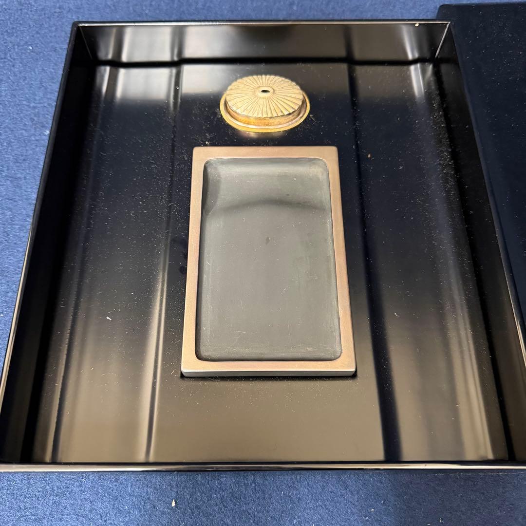 硯箱 平安 象彦 蒔絵 象嵌 硯 水滴 書道具 未使用 長期保管品