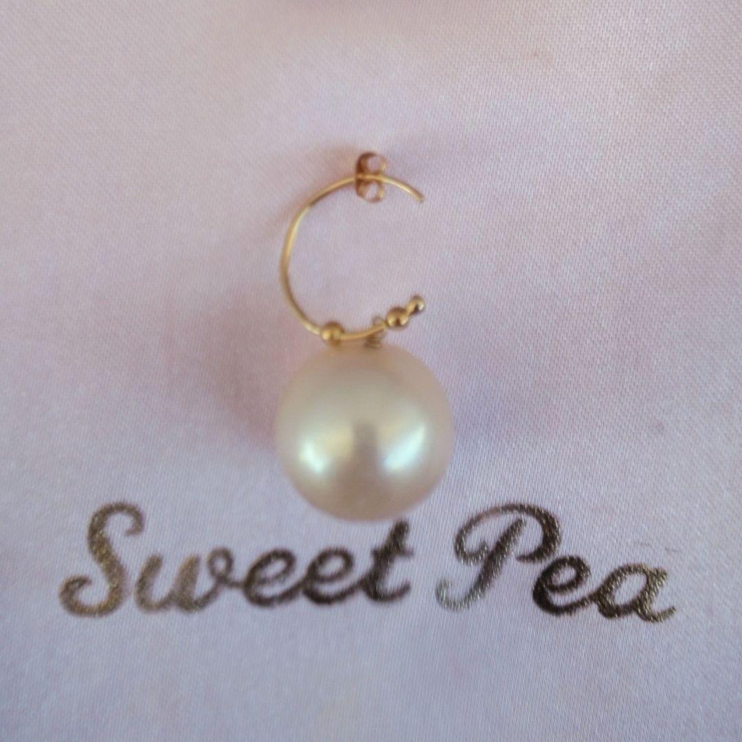 【※最終価格※】スイートピー1.5㎝フープ シャンパンベージュ系淡水パール18㎜