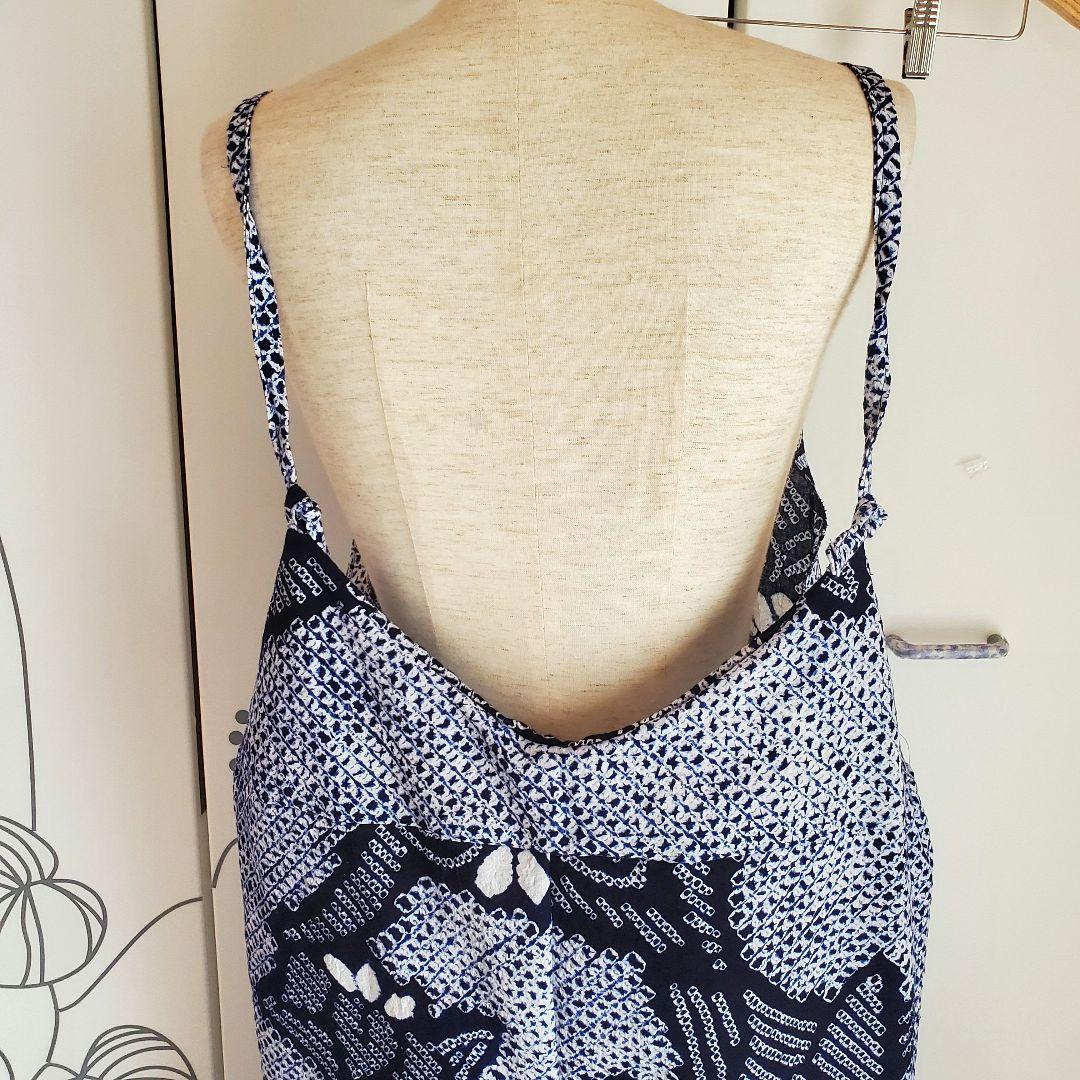 有松絞り浴衣リメイク　サロペット、オールインワン、有松鳴海絞り浴衣よりリメイク