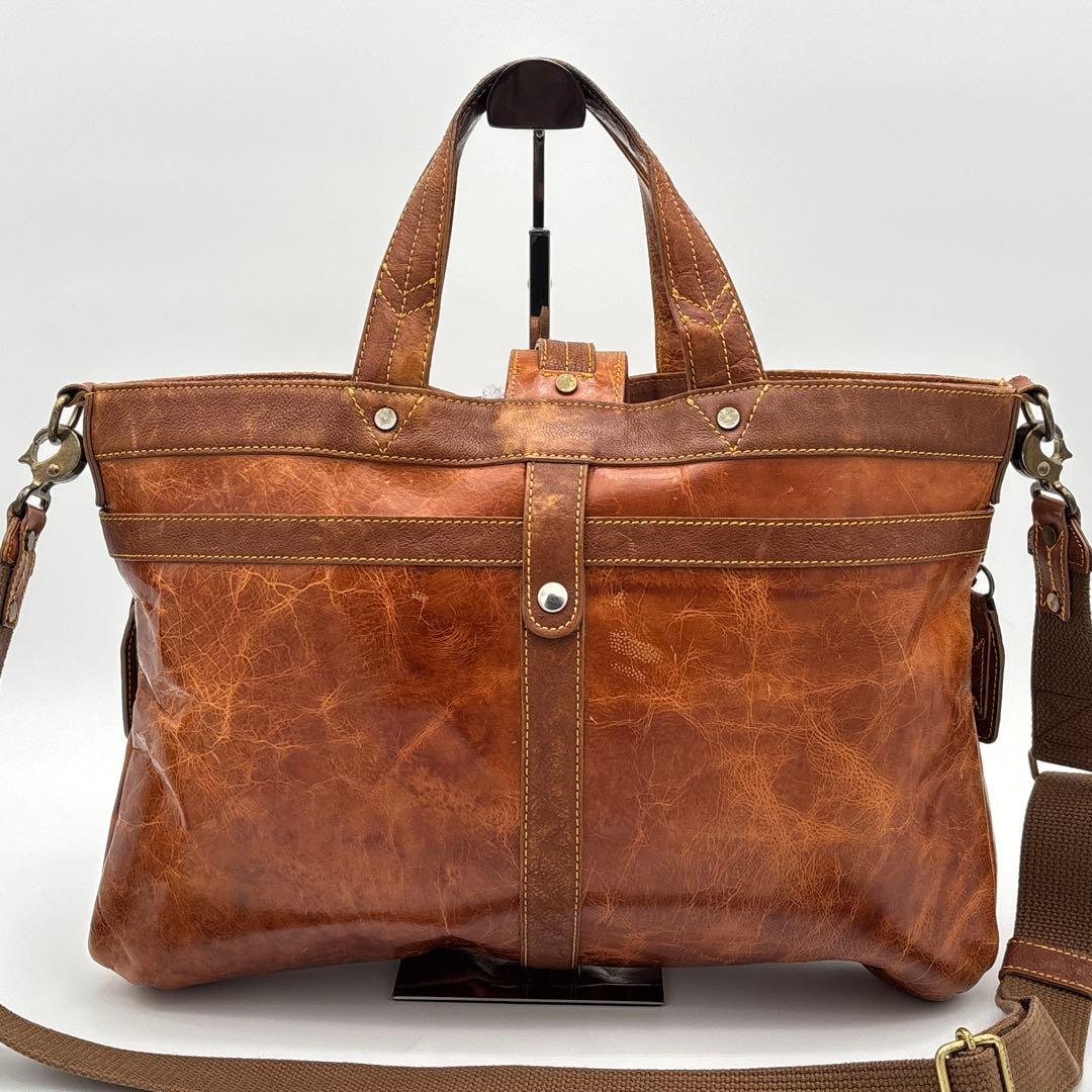 【希少】輪怐 LIN-KU ビジネスバッグ 2way ブリーフケース キャメル