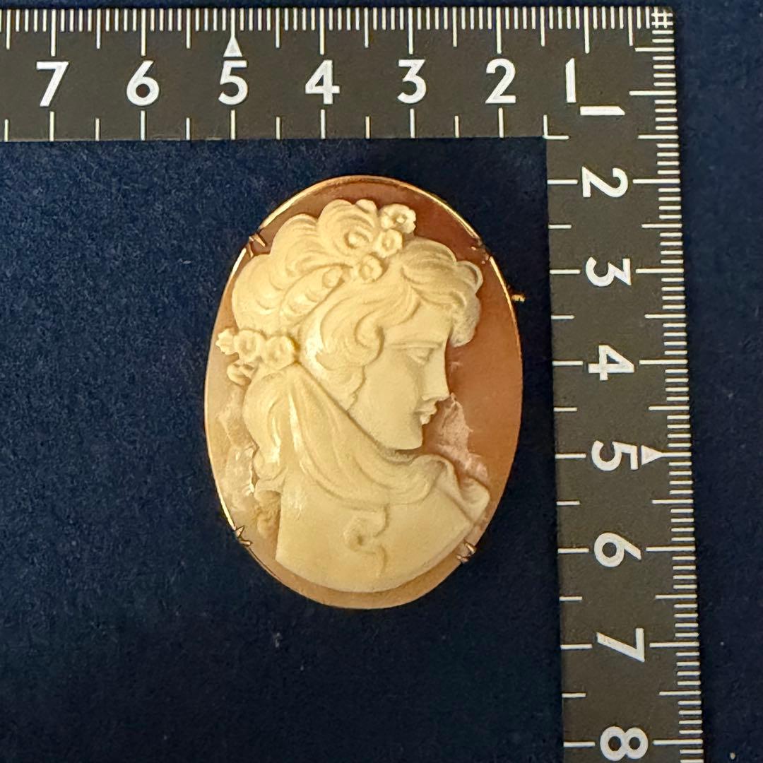 K18 カメオ ブローチ ペンダントトップ シェル 天然貝 高島屋 重量約11g