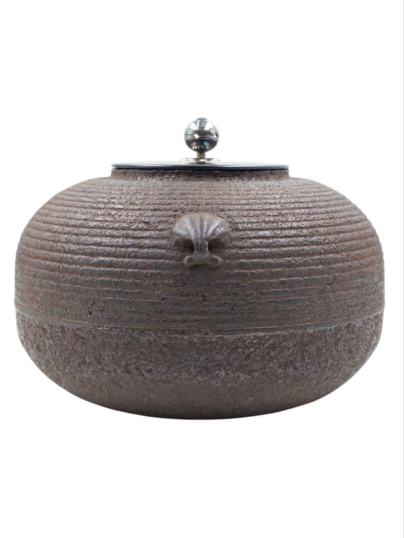 表千家 【兼中斎 書付】【二代北野宗三郎作】『南鐐摘(梅花)糸目 平丸釜』桐共箱