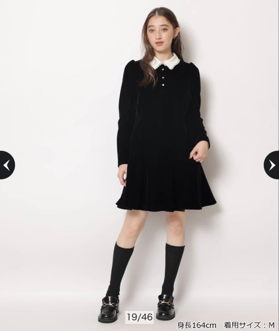 リランドチュール ベルベットカラーミニワンピース