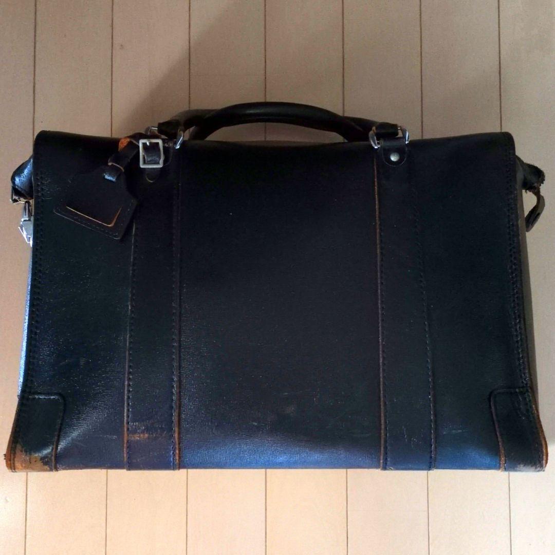 鉄道関連グッズ：鉄道カバン 国鉄 JNR ブラック レザーバック(皮製)当時物