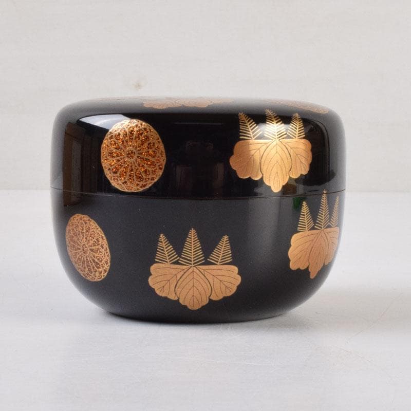 茶道具　北村葵春作　菊桐蒔絵　内銀溜　平棗　共箱　V　8726