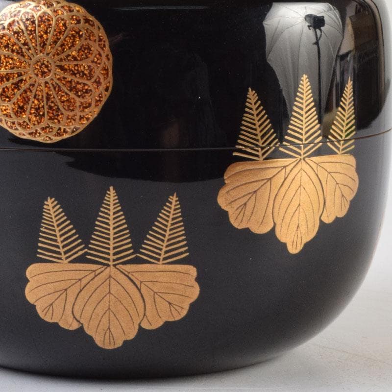 茶道具　北村葵春作　菊桐蒔絵　内銀溜　平棗　共箱　V　8726