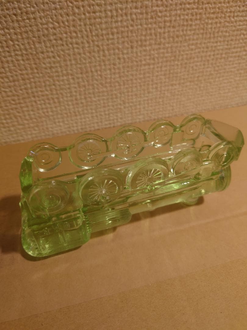レトロ　ウランガラス　SL蒸気機関車　キャンディーポット　ミニチュア玩具　金平糖
