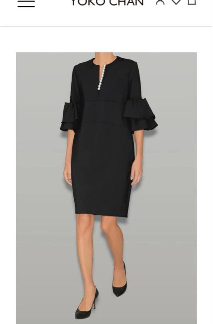 YOKO CHANヨーコチャン ティアードスリーブパールドレス36