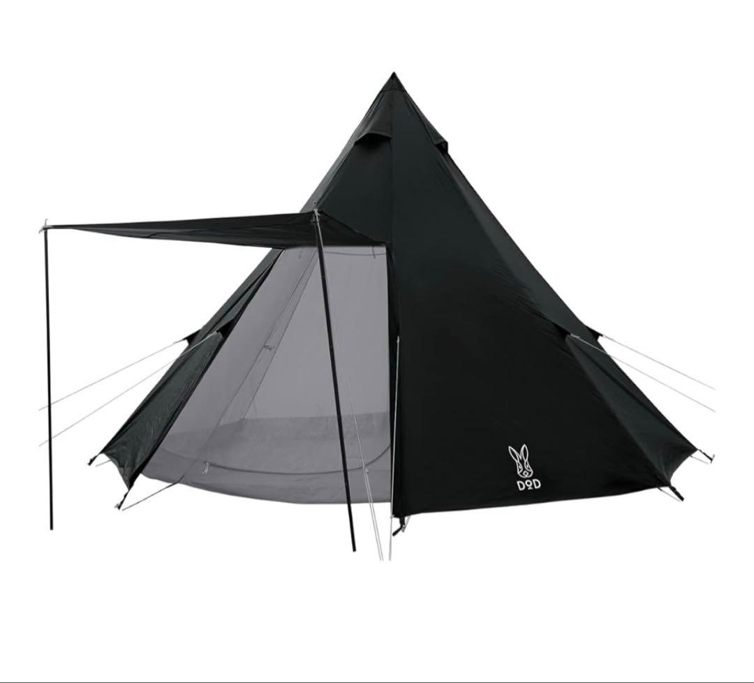DOD ワンポールテント L ブラック グランドシート&トンガリハット付き