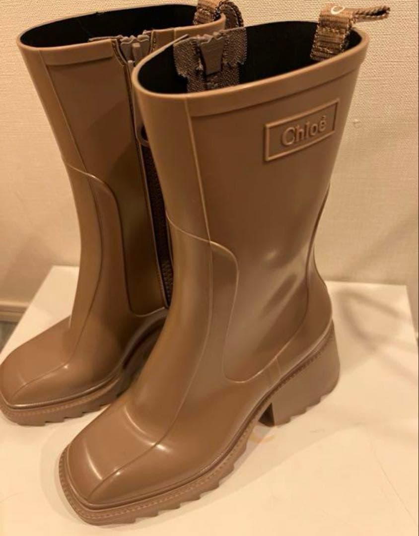 クロエ　レインブーツ　36 美品　ベージュ Chloé ラバーブーツ
