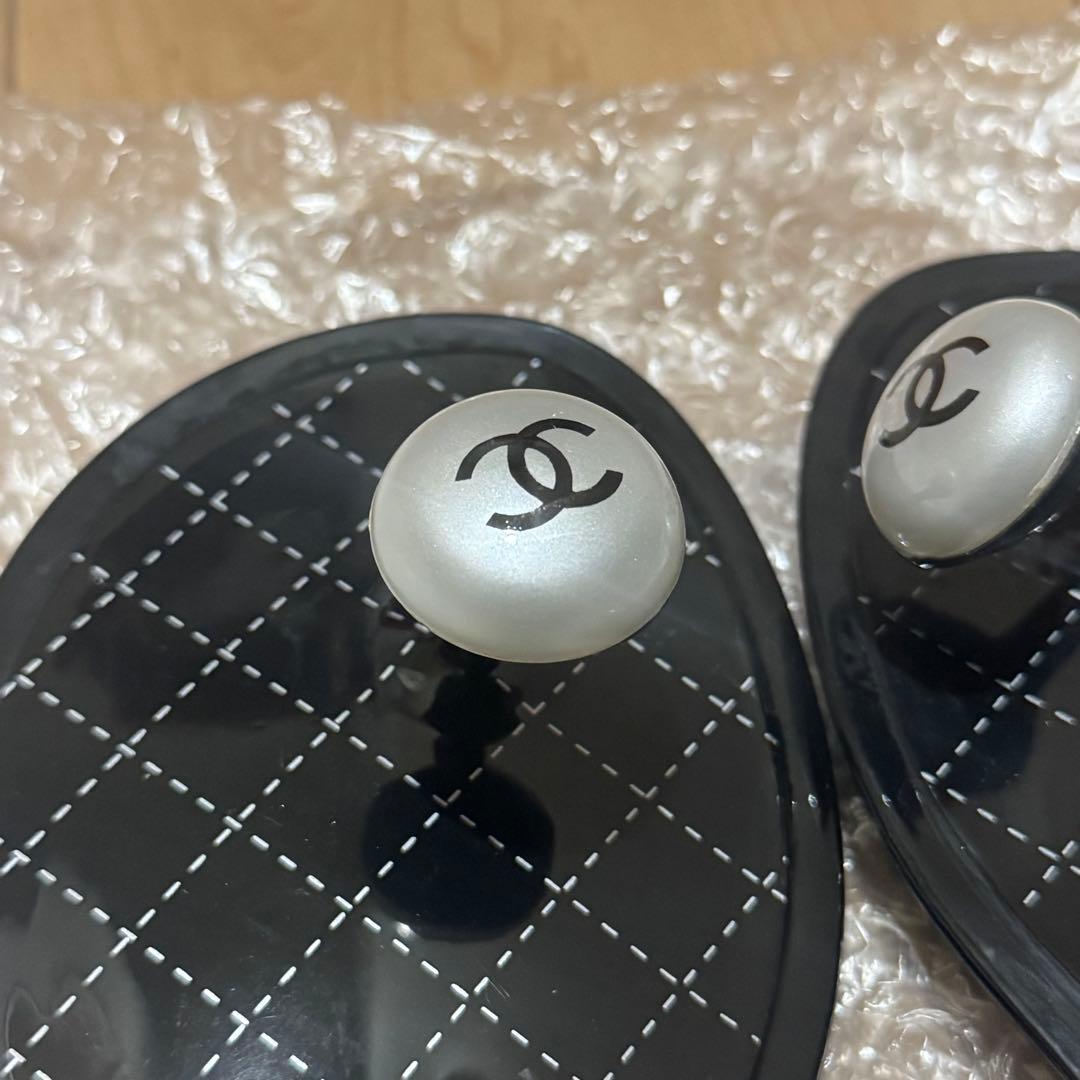CHANEL ブラック ビーチサンダル 36