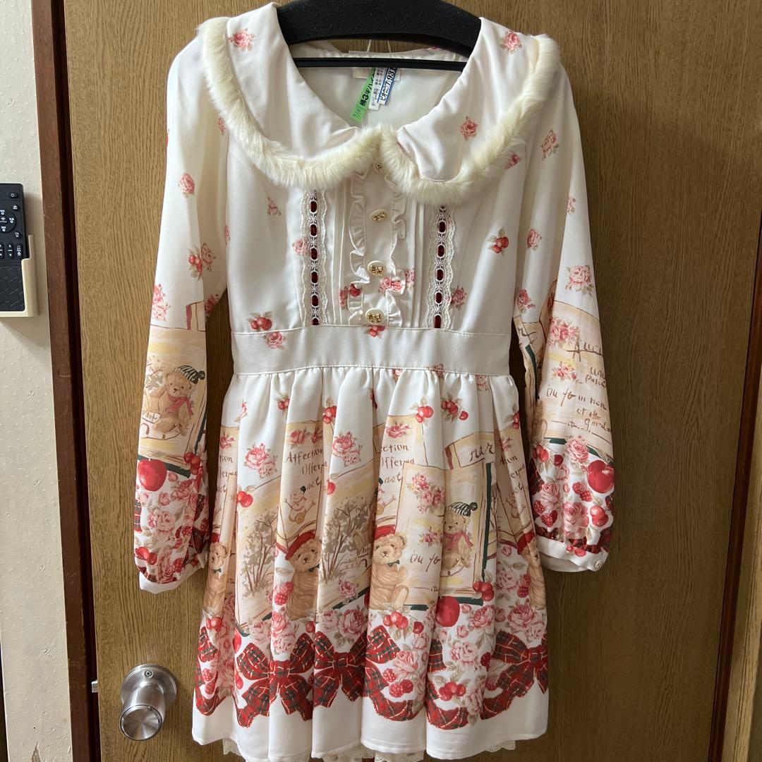 LIZLISA テディベア ワンピース BOOK リボン クリスマス