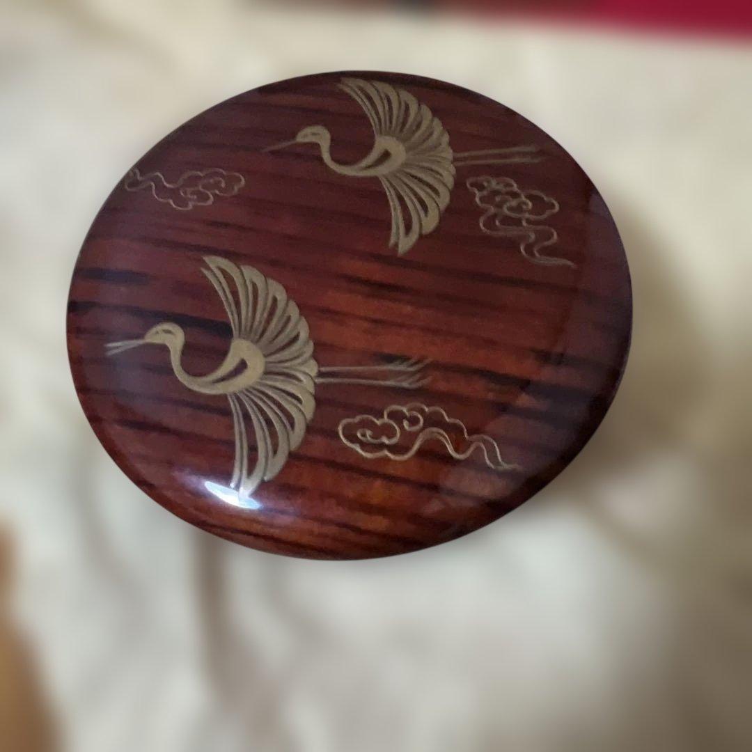 茶道具　雲鶴蒔絵　松茶入　出雲大社棟木古材造之　喜北作　箱書付き　無傷逸品