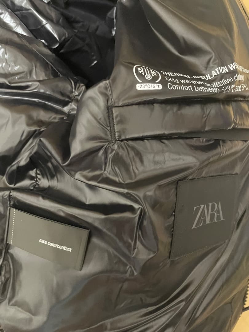 ZARA ブラック ダウンジャケット フード付き　サイズS