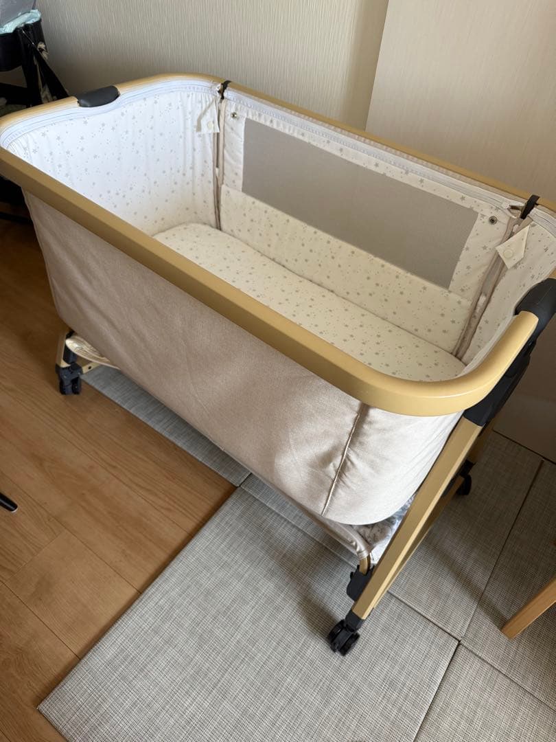 Kimoinsa ベビーベッド 木目調 ベージュ