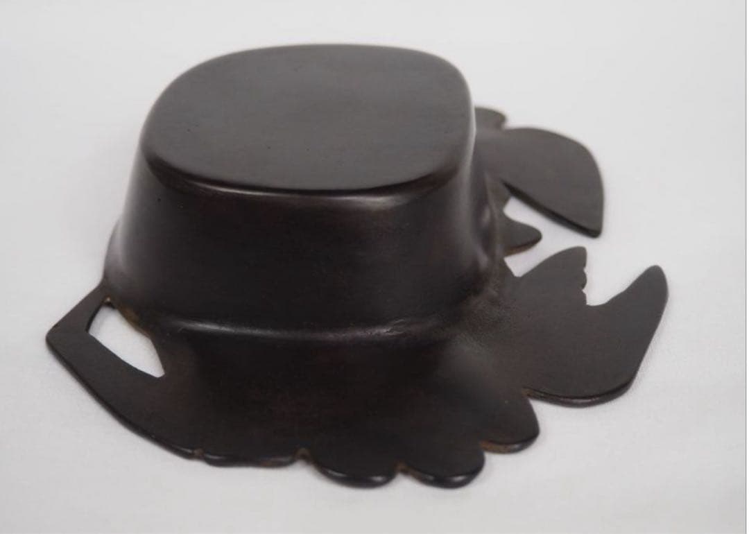 送料無料　作家物　蟹形古銅灰皿　未使用検/銀瓶鉄瓶茶托茶壺古錫玉川堂高岡佐渡銅器