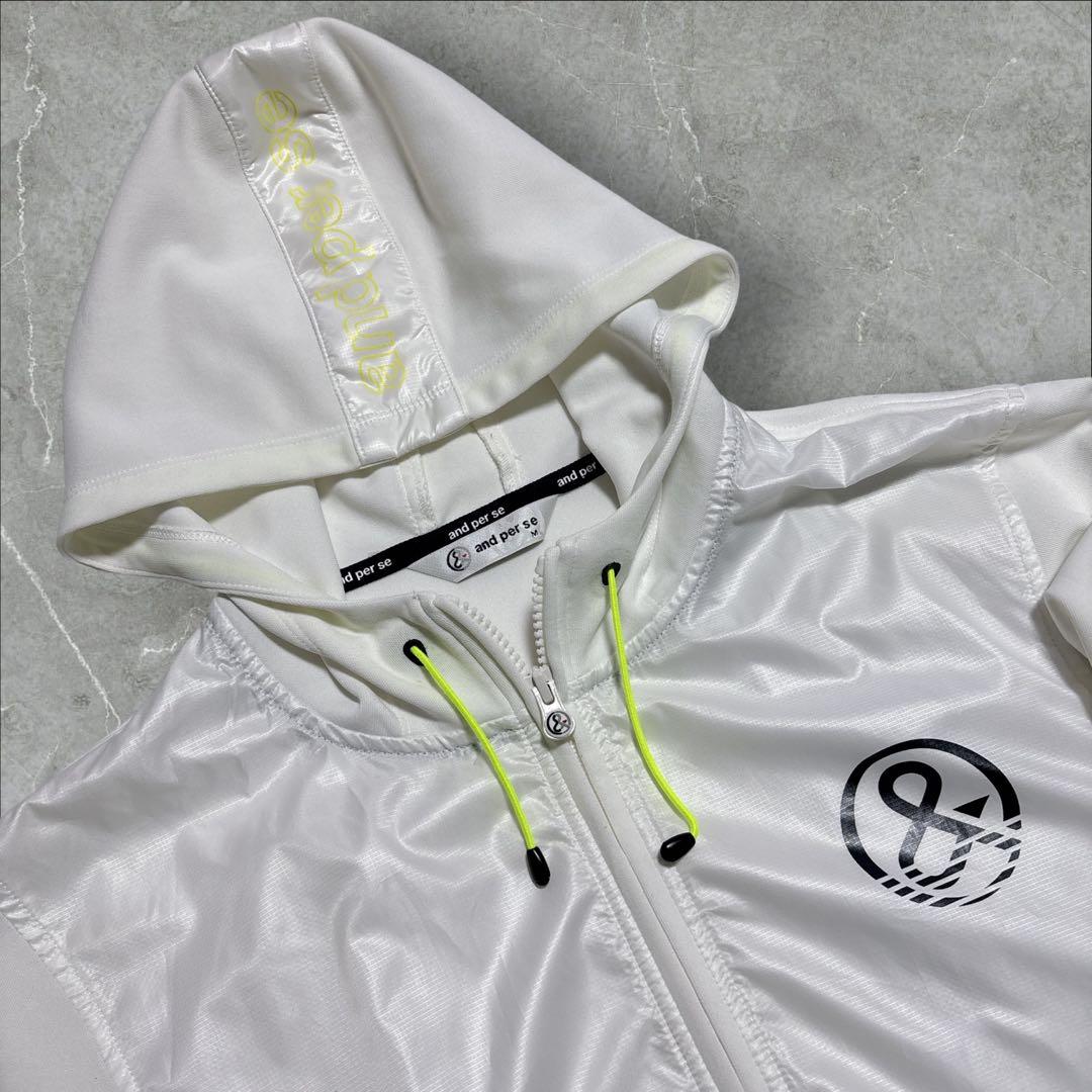 and per seフード付き ウインドブレーカー Mサイズ ホワイト ゴルフ