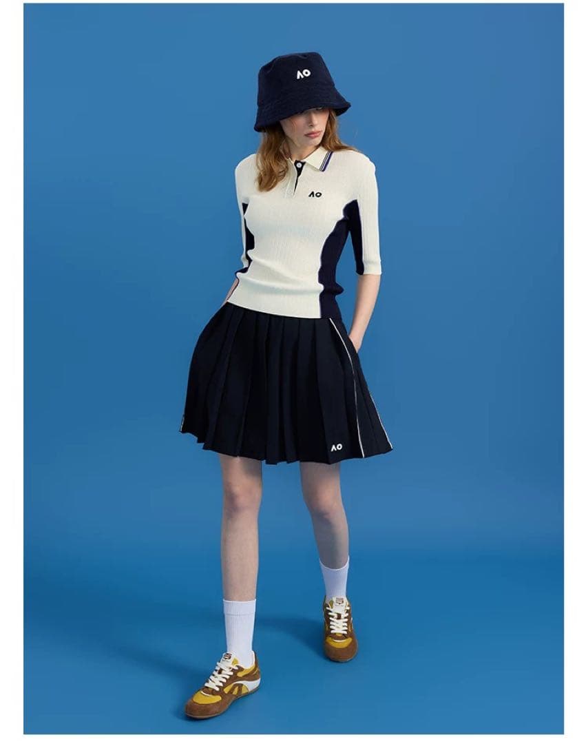 AO テニスネイビー プリーツショートパンツ 新品