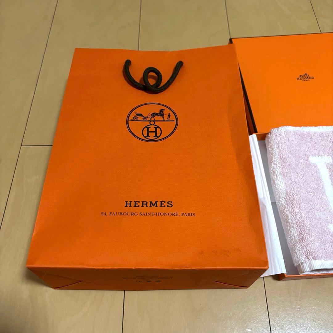 【新品・箱袋付き】エルメス H ハンドタオル ピンクHERMES