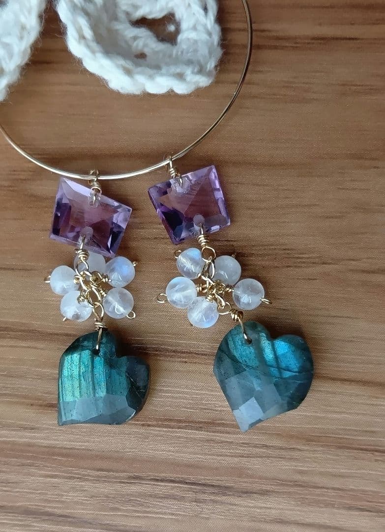 591/14kgf高品質ラブラド♡とピンクアメジストのチャーム