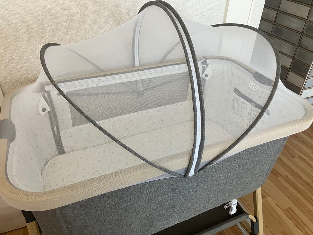 bob★HZDMJ 折りたたみ式 ベビーベッド グレー