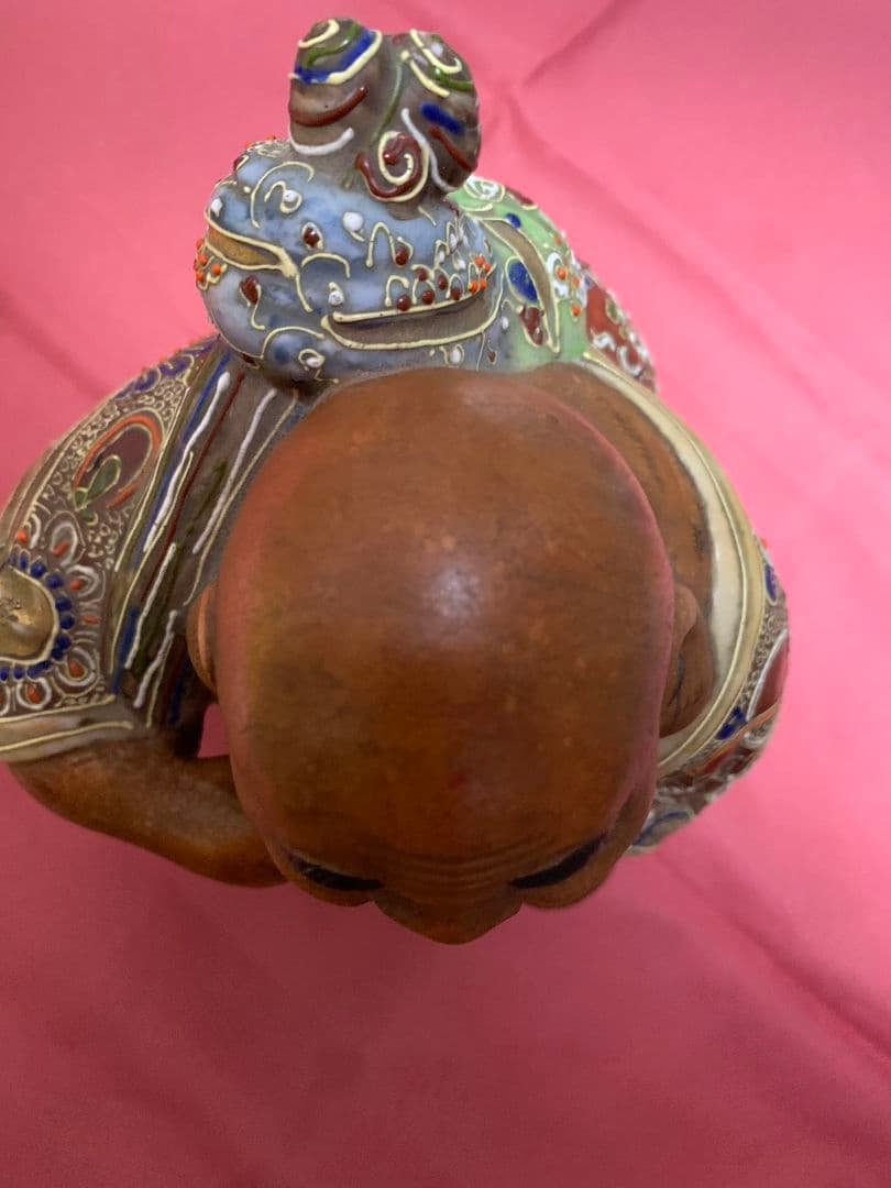 九谷焼  布袋様  陶器人形 年代物  置物   高さ25cm 横18cm