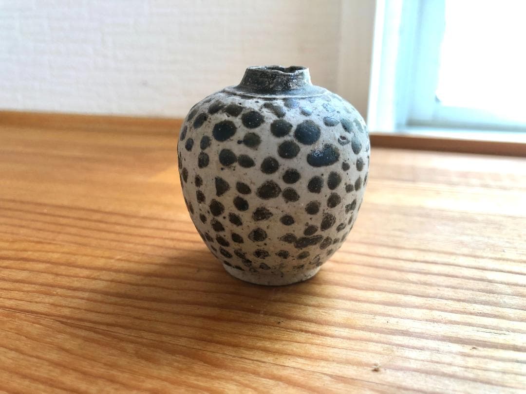 【タイ・骨董】宋胡録（スンコロク）白釉斑紋 小壺（1301年~1600年）