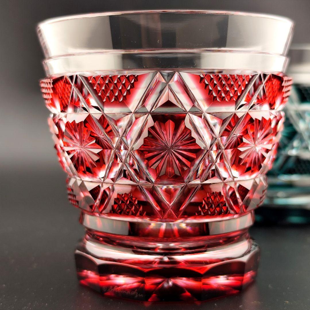 定価14万円超☆島津薩摩切子 焼酎オンザロック 2客（切子、江戸切子、薩摩切子）