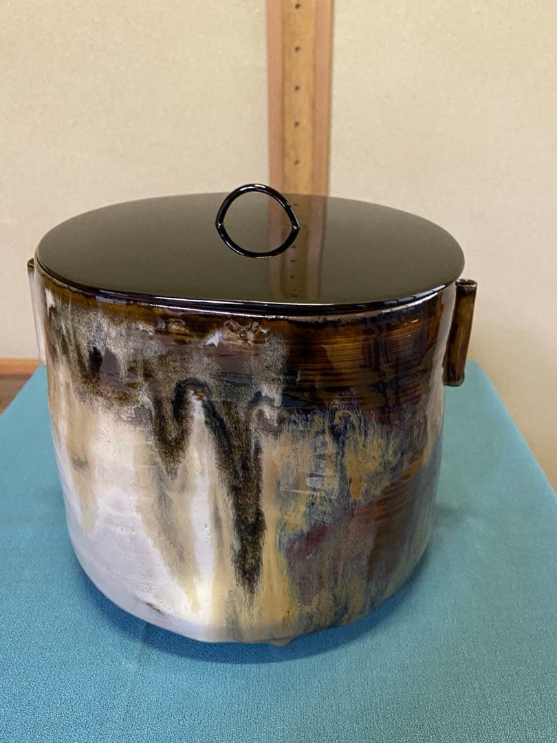 ⭐️本日限定⭐️茶道具/水指 高取耳付水指 十四代 亀井味楽 共箱 塗蓋