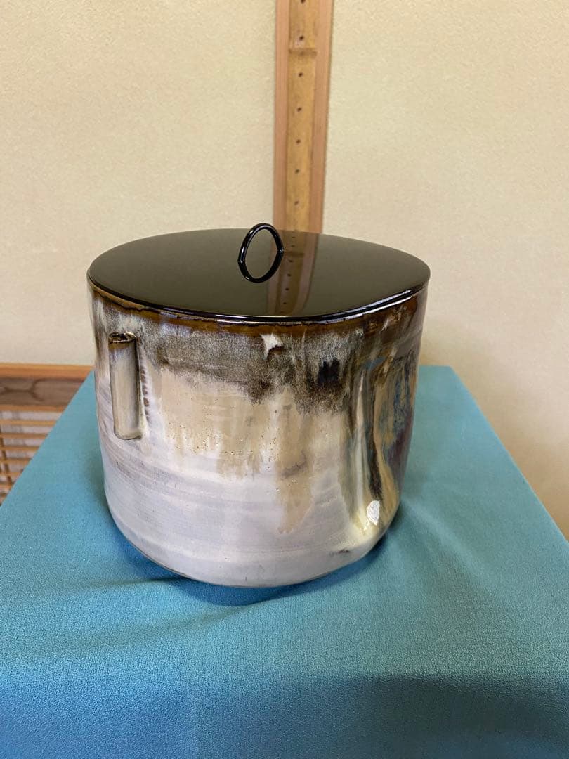 ⭐️本日限定⭐️茶道具/水指 高取耳付水指 十四代 亀井味楽 共箱 塗蓋