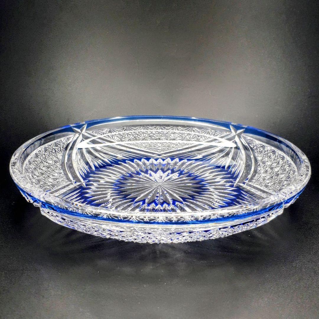 江戸切子　カガミクリスタル　飾り皿　 　 ෆ根本幸雄 作品ෆ 　【未使用・美品】