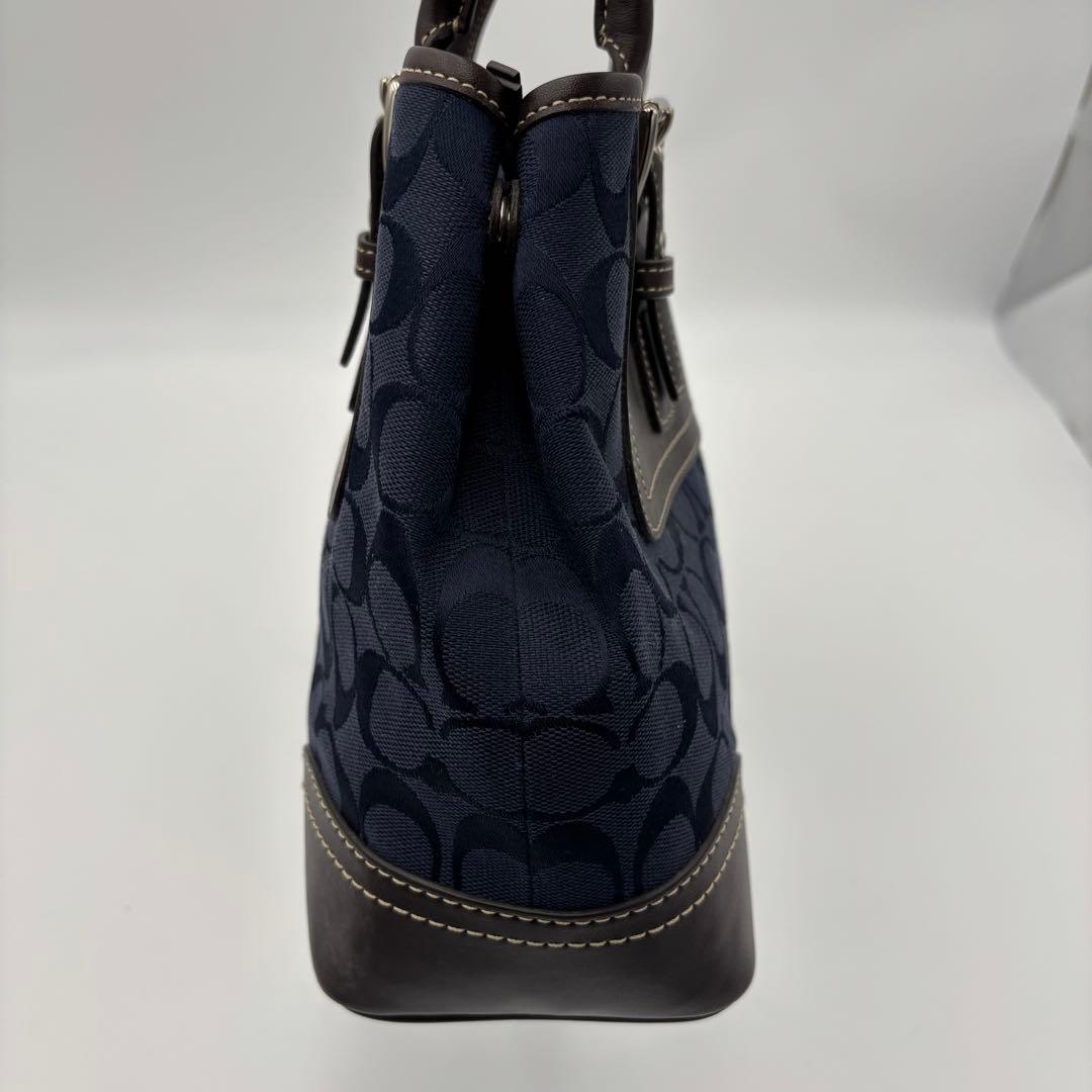 COACH コーチ ハンドバッグ シグネチャー ネイビー ブラウン 11220