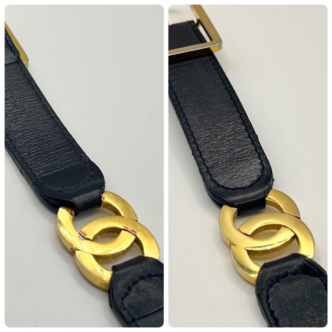 希少✨　CHANEL ココマーク　ベルト　ブラック　レザー　ゴールド　レディース