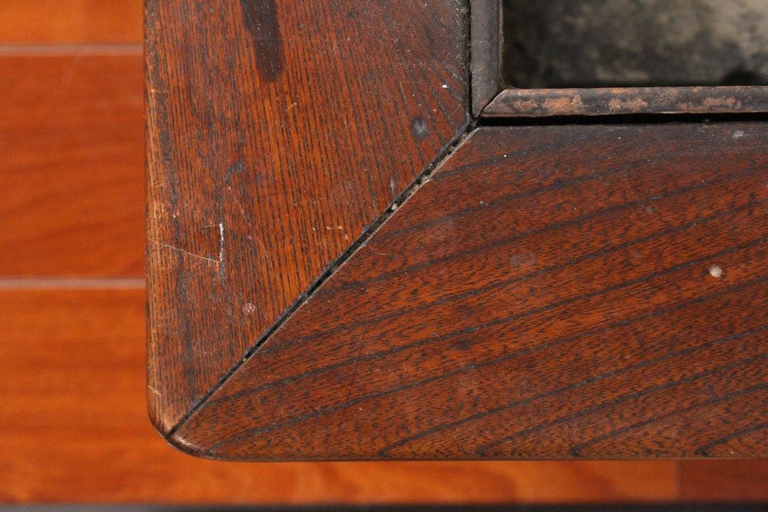 M*u様 No4524 時代　欅材　黒柿　関西火鉢　横73×縦49cm 引出し付