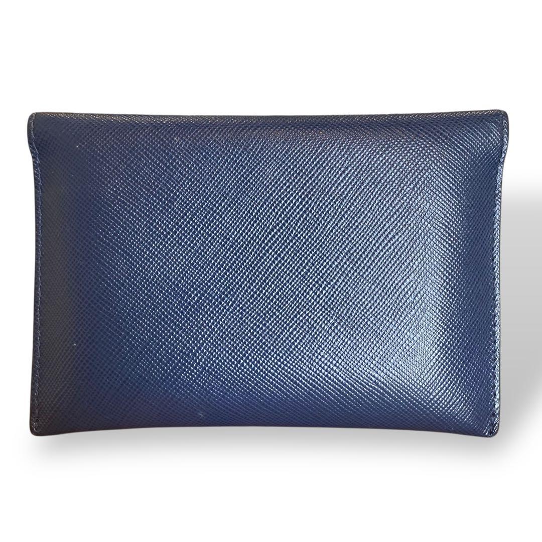 美品　PRADA　名刺入れ ネイビー サフィアーノレザー