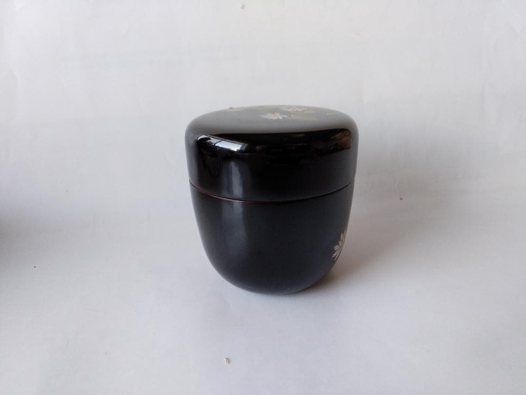 蒔絵師 佐々木麗峰 作 内朱塗 ひつじ草蒔絵 中棗 共箱 栞 漆器 茶道具 新品