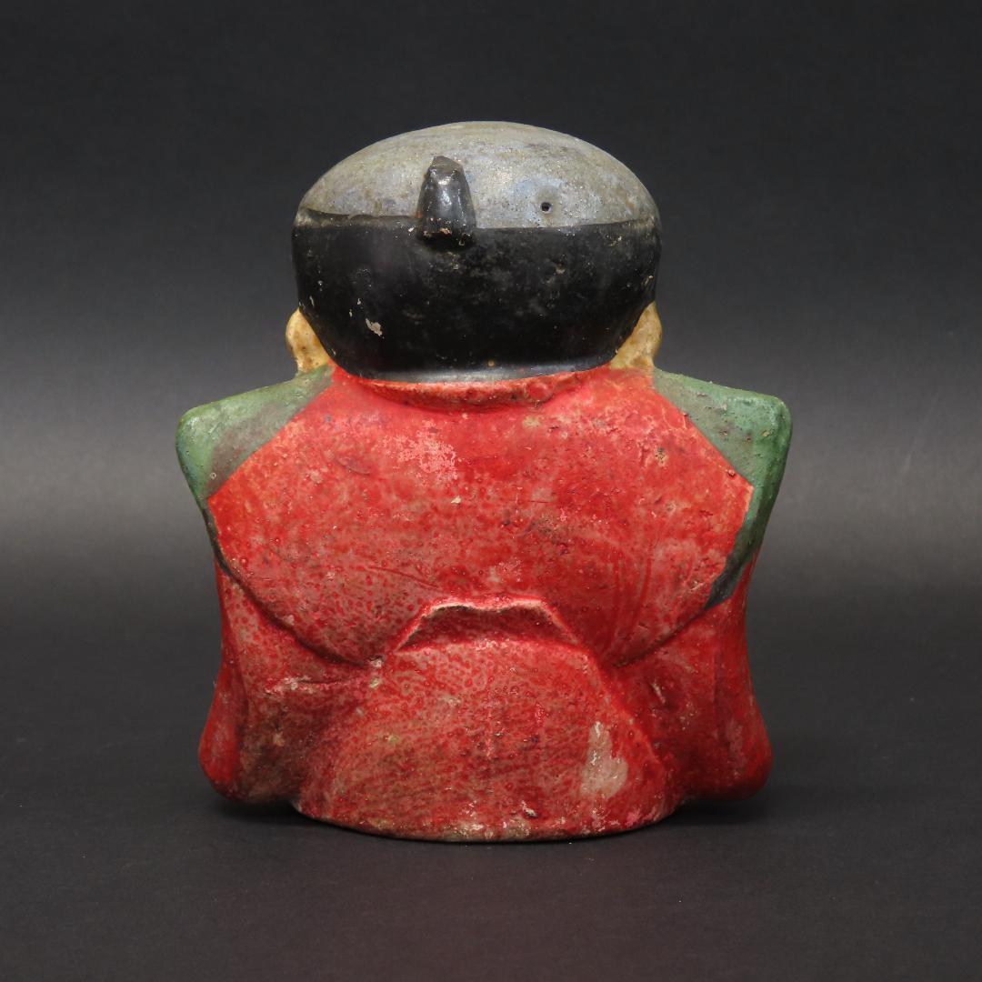 ⭕396 江戸末期 土人形 幸運を招く福助 高さ12.5cm/伏見人形 八幡人形