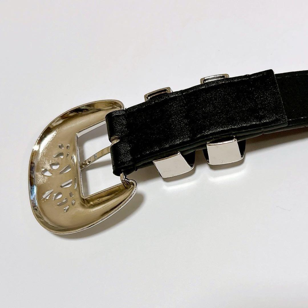 【ぬまちゃん】ウエスタンベルト　黒　ヴィンテージ　ストリート　Y2K