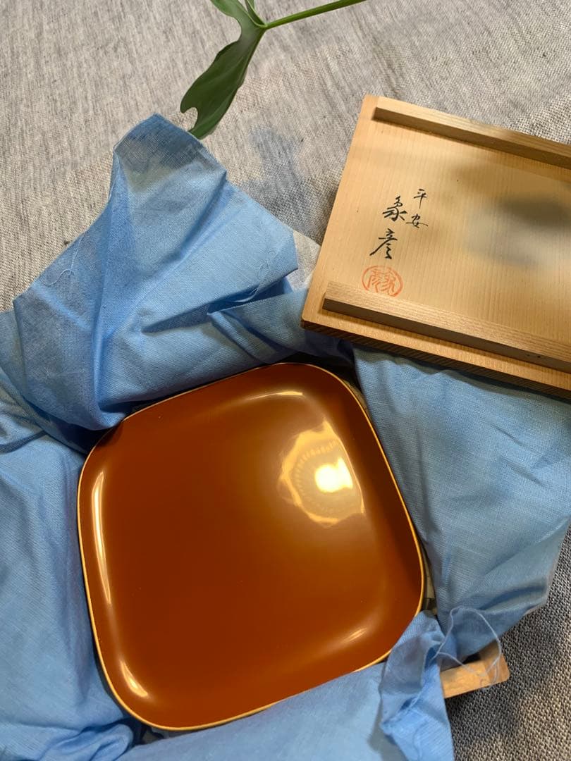 象彦 ZOHIKO 銘々皿 溜塗 金縁 未使用 木箱入 菓子皿 上質ヴィンテージ