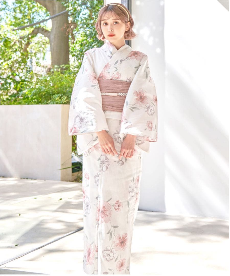 DITA花柄浴衣・帯セット【桜梅桃李】