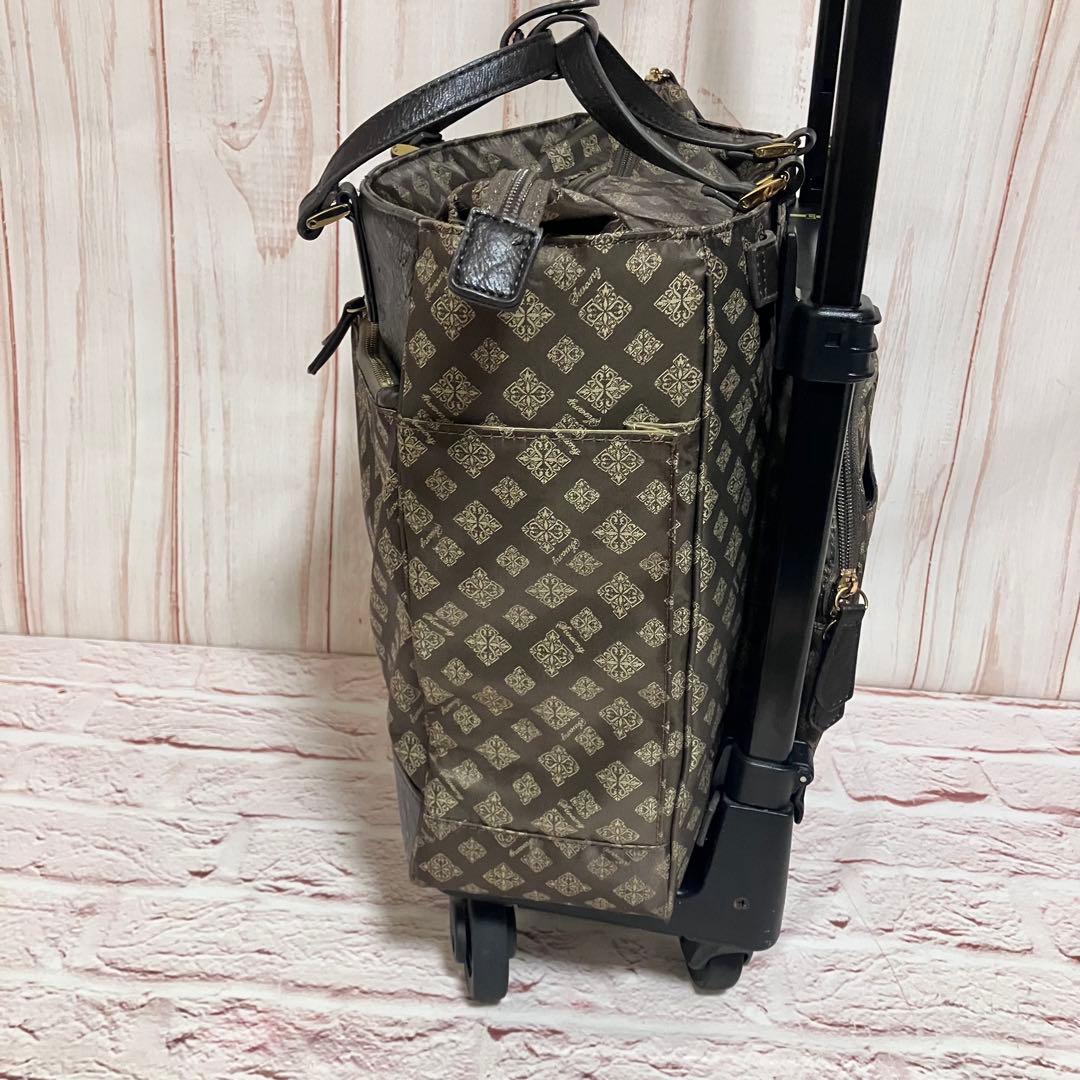 SWANY スワニー 総柄 モノグラム トラベル キャリーバッグ ブラウン