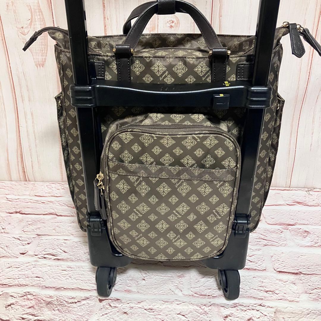 SWANY スワニー 総柄 モノグラム トラベル キャリーバッグ ブラウン