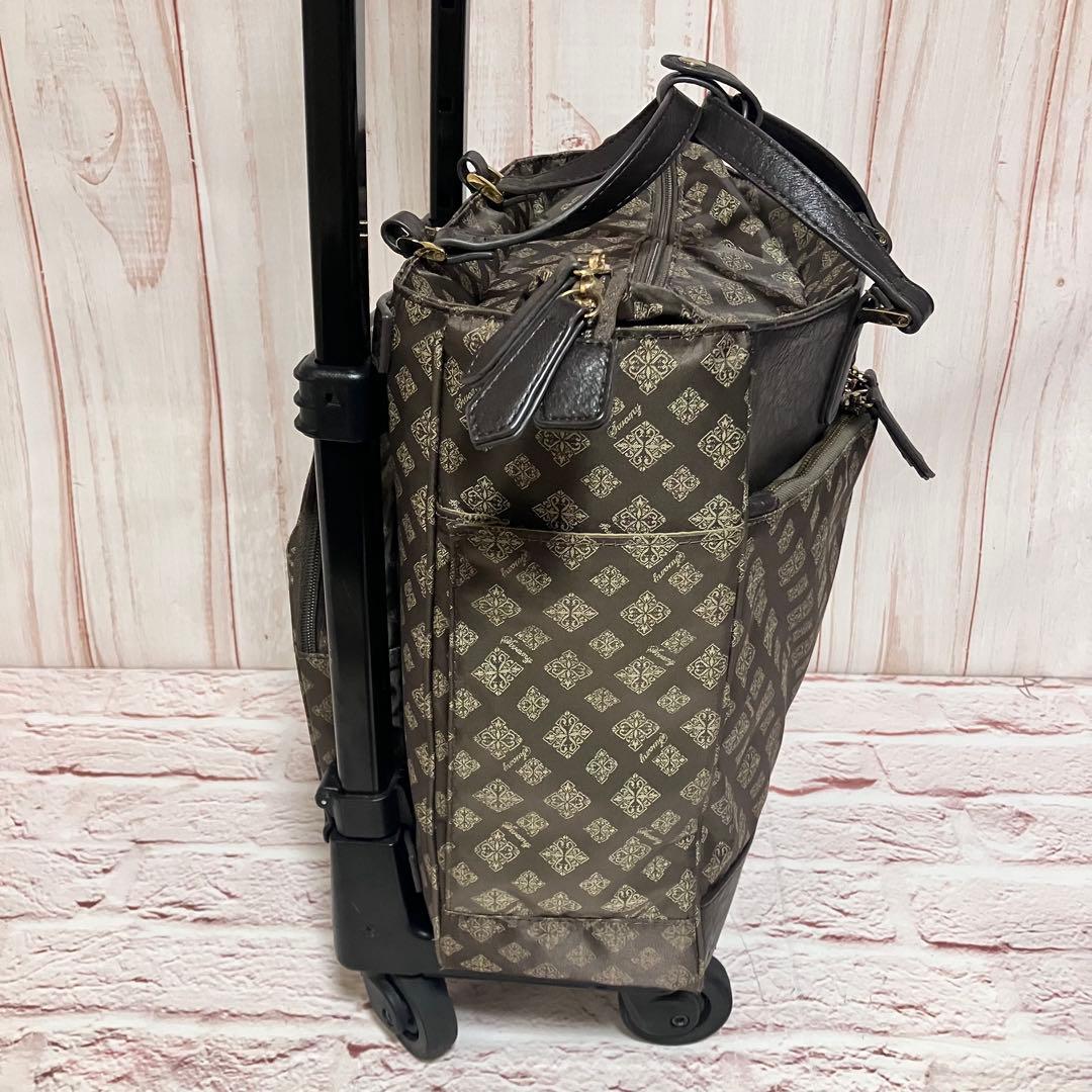 SWANY スワニー 総柄 モノグラム トラベル キャリーバッグ ブラウン