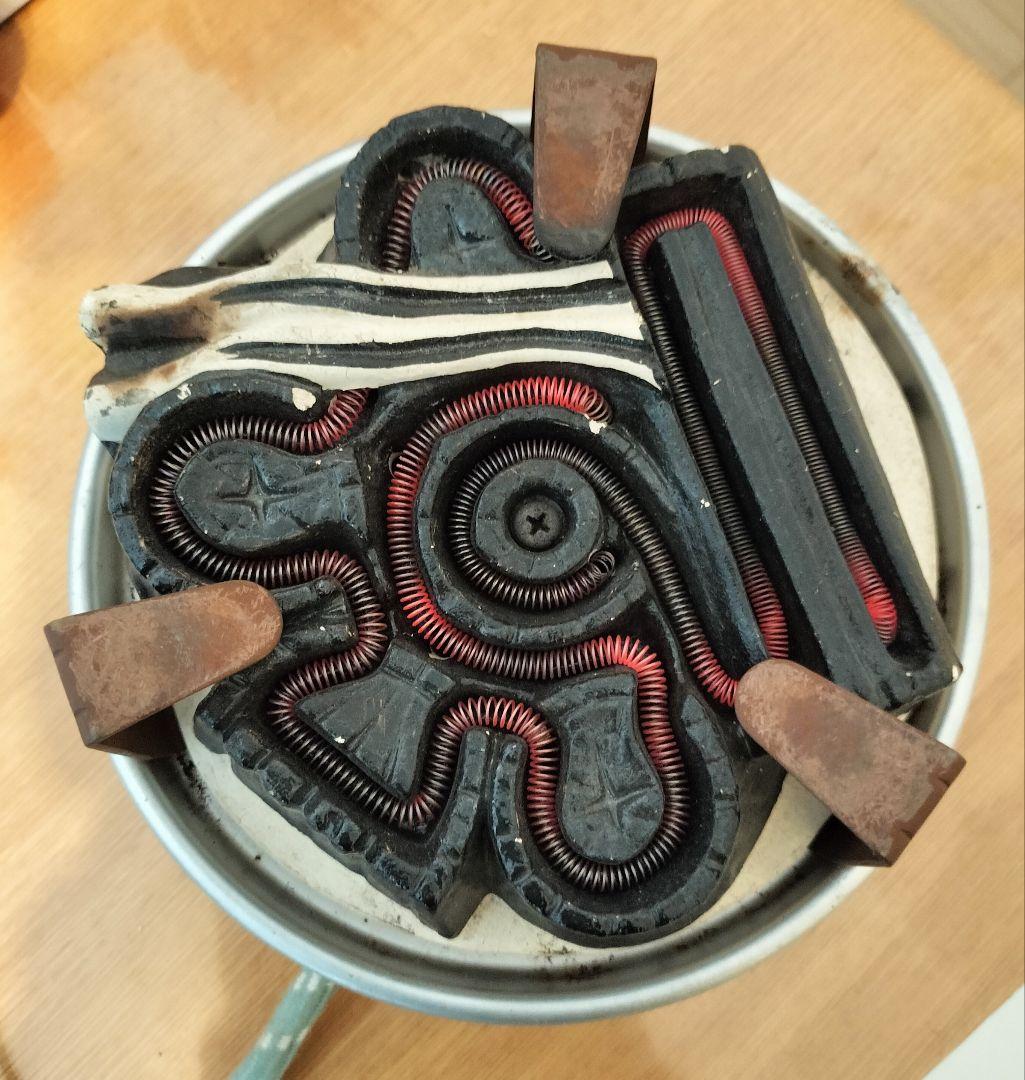 茶道具　金谷浄雲　唐銅道安風炉　電熱器、茶巾タライ付