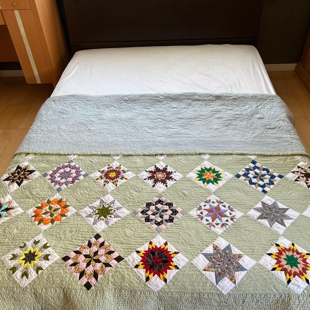 パッチワーク　ベットカバー　マルチカバー　ソファカバー　ハンドメイド