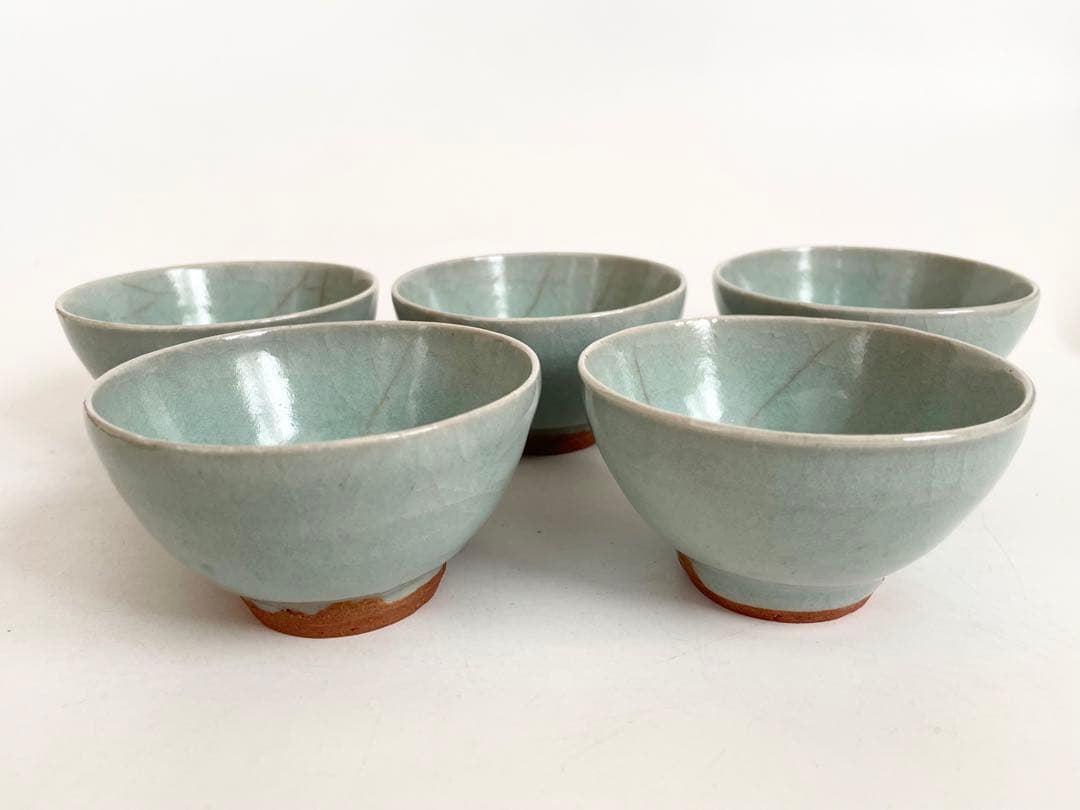 陶芸家　人間国宝　三浦小平二　青磁　青瓷　小碗　番茶器　五客　箱なし